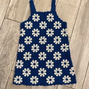 Zara Blue and White Floral Crochet Dress